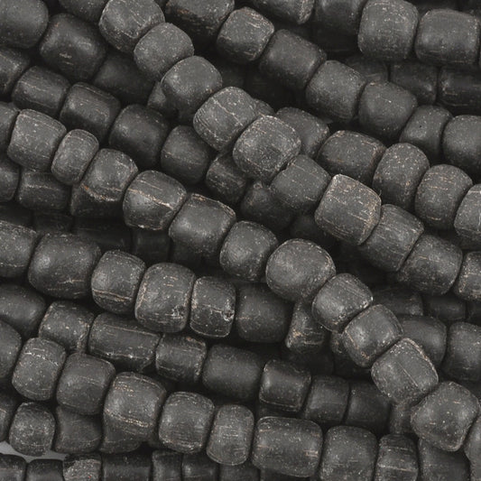 Seed Beads-5mm Handmade Glass-Indonesia-Matte Black