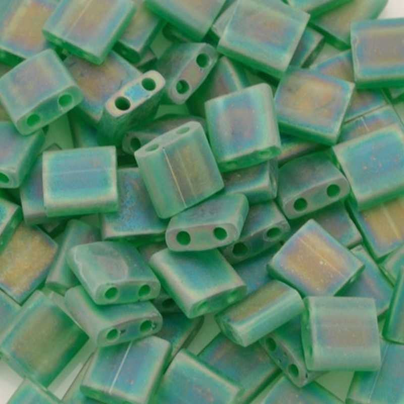 Seed Beads-5mm Tila-146FR Matte Transparent Green AB-Miyuki-7 Grams