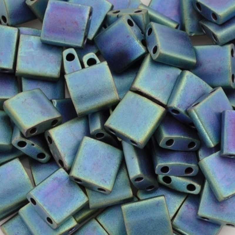 Seed Beads-5mm Tila-2064 Matte Metallic Blue Green Iris-Miyuki-7 Grams