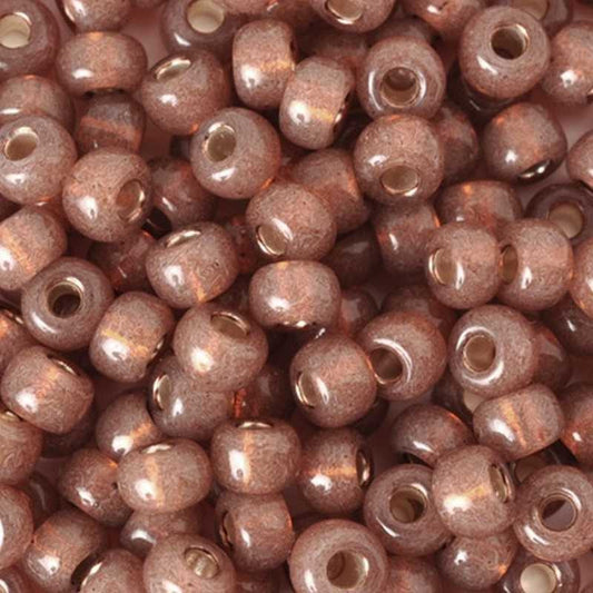 Seed Beads-6/0 Round-641 Silver Lined Rose Bronze Alabaster-Miyuki-16 Grams