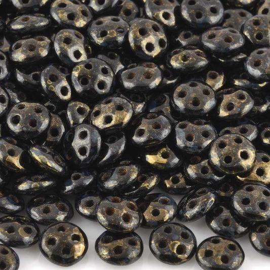 Seed Beads-6mm Czechmates QuadraLentil-106 Jet Bronze Picasso