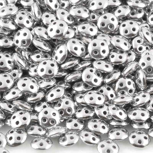 Seed Beads-6mm Czechmates QuadraLentil-Silver-Czech