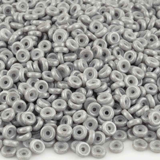 Seed Beads-6mm Wheel Beads-410 Chalk White Grey Luster-Czech