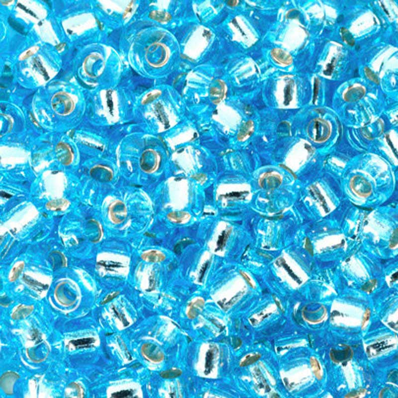 Seed Beads-8/0 Round-18 Silver Lined Aqua-Miyuki