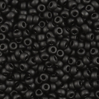 Seed Beads-8/0 Round-401SF Semi-Frosted Black-Miyuki-16 Grams