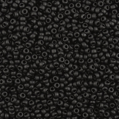 Seed Beads-8/0 Round-401SF Semi-Frosted Black-Miyuki-16 Grams