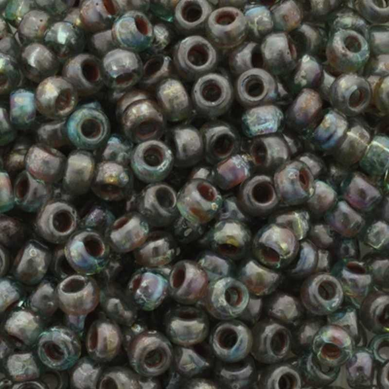 Seed Beads-6/0 Round-4506 Transparent Olivine Picasso-Miyuki-16 Grams