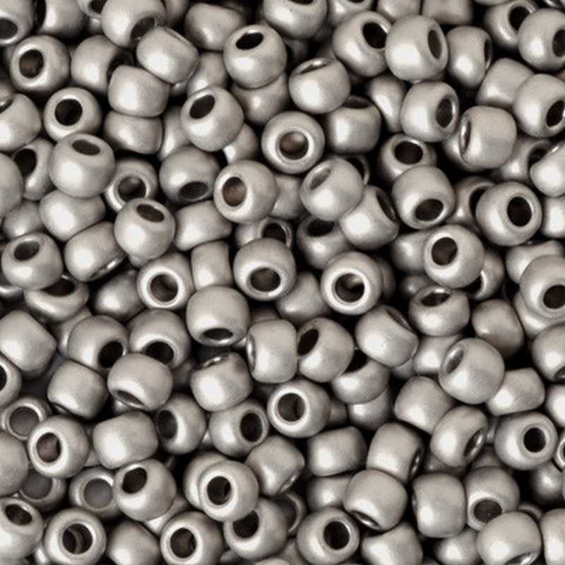 Seed Beads-8/0 Round-566 Metallic-Silver-Frosted Antique Silver-Toho-16 Grams