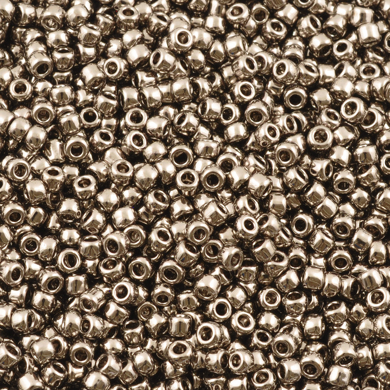 Seed Beads-8/0 Round-711 Nickel Plated Silver-Toho-16 Grams