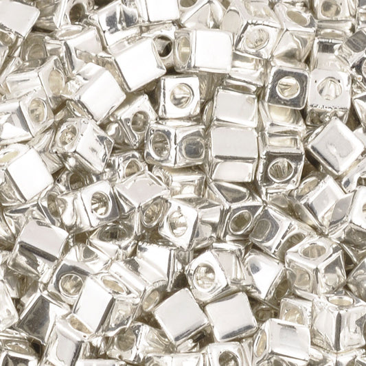 Seed Beads-Cube-961 Bright Sterling Plated-Miyuki