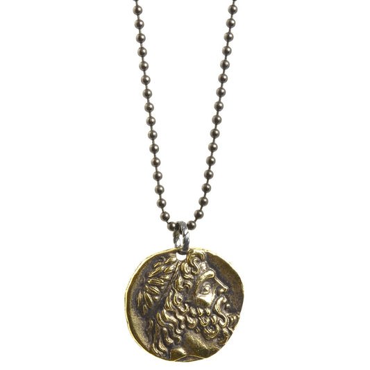 Finished Jewelry-Simple-Antique Gold Greek Coin Ball Chain Necklace