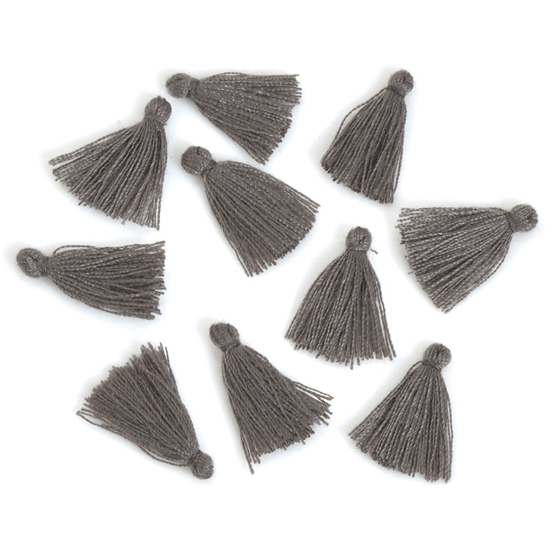 Supplies-20mm Mini Cotton Tassel-Dark Grey-Quantity 10