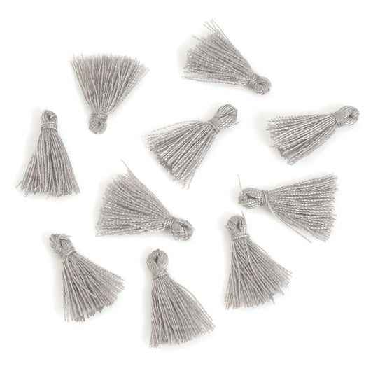 Supplies-20mm Mini Cotton Tassel-Grey-Quantity 10