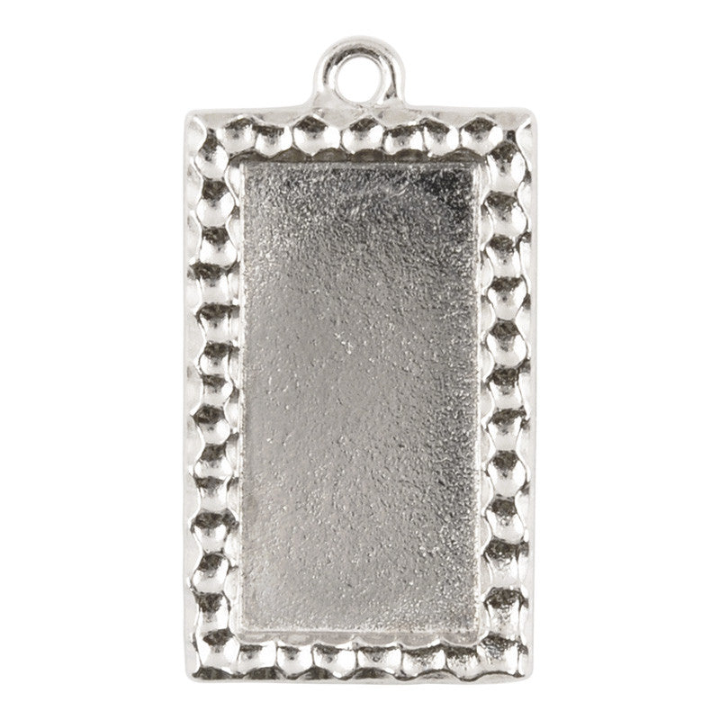 Supplies-30x15mm Rectangle Confetti Bezel-Silver