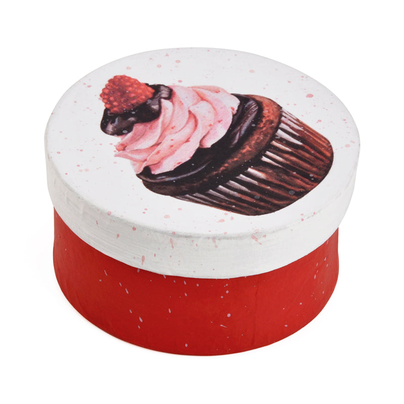 Gift Boxes-Chocolate Raspberry Cupcake-Paper Mache-Round-X-Small-Quantity 1