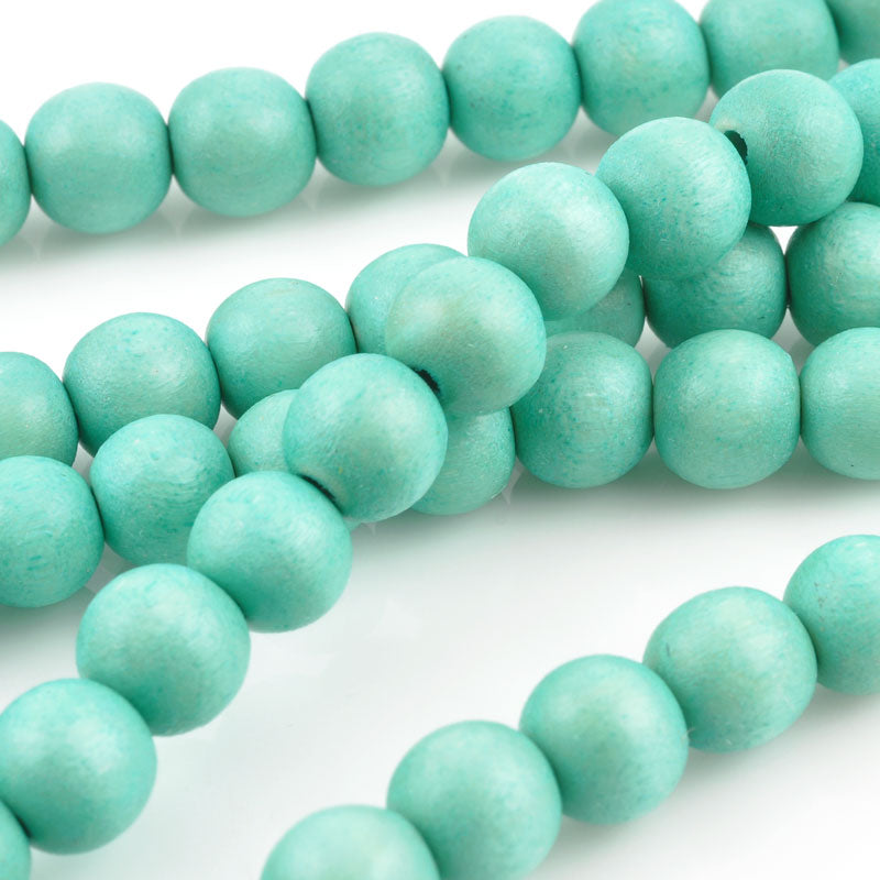 Wood Beads-12mm Round-Turquosie