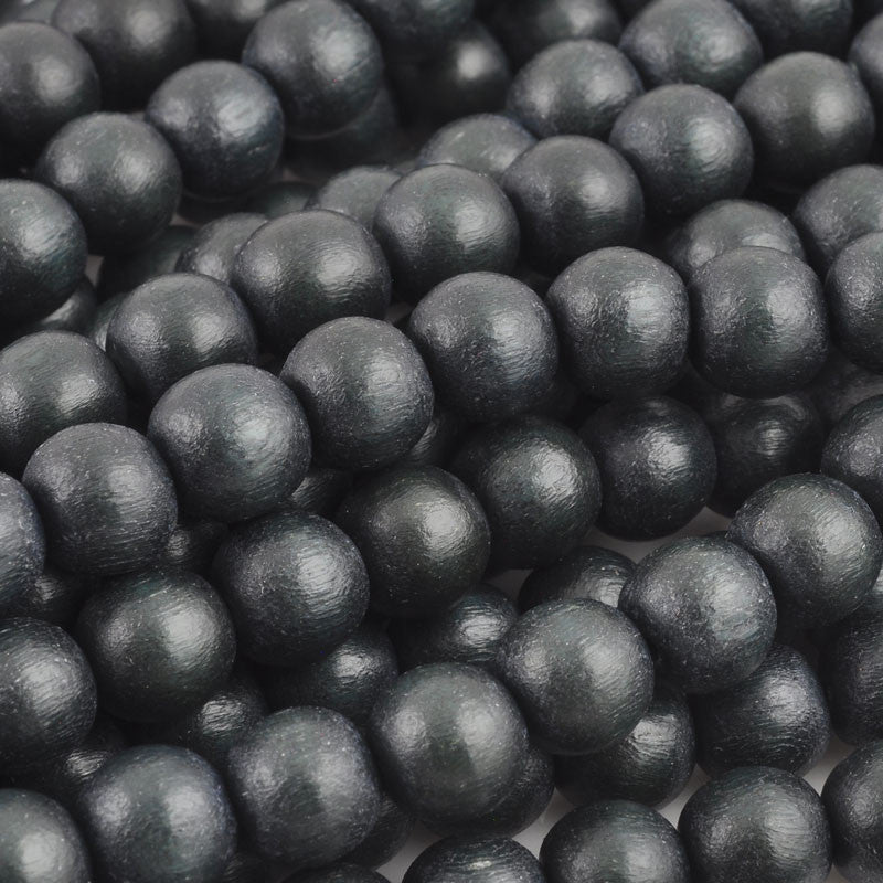 Wood Beads-Round-Dark Charcoal