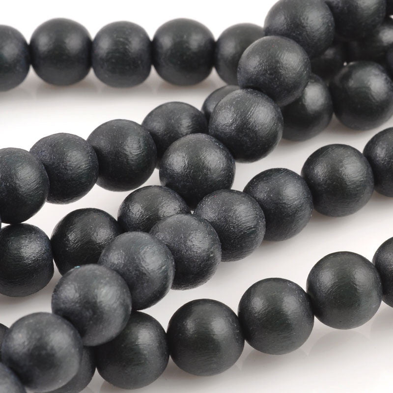 Wood Beads-Round-Charcoal