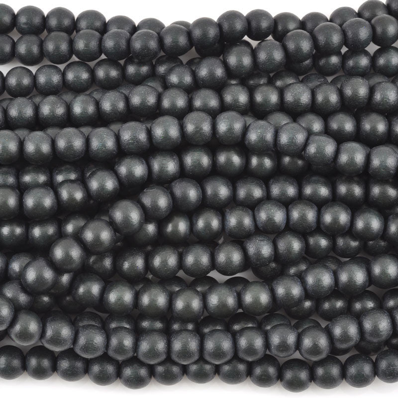 Wood Beads-Round-Charcoal