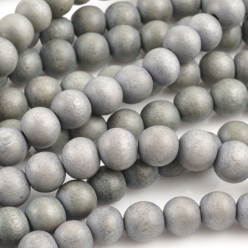 Wood Beads-Round-Dove Grey-16 Inch Strand