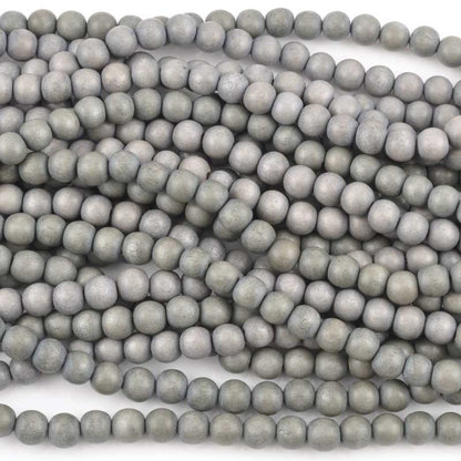 Wood Beads-Round-Dove Grey-16 Inch Strand